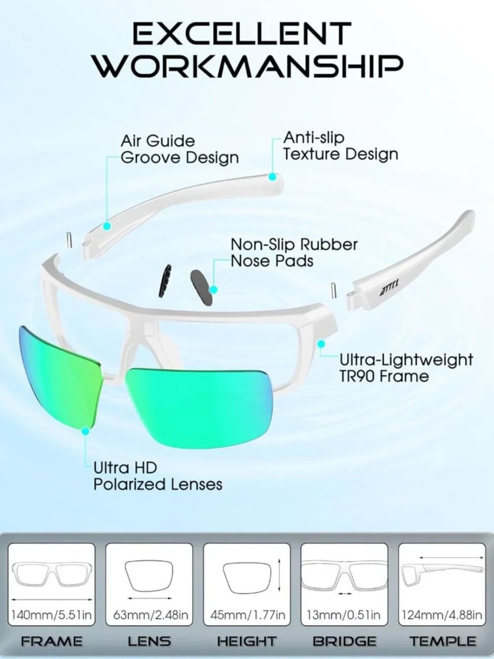 Lightweight Polarized Sunglasses for Men | UV400 Anti-Glare Wraparound Sports